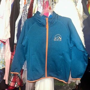 Blue Hoodie with Orange Accents